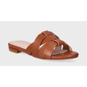 Scoop Womens Crossover Slide Sandals Size 7 Cognac Slip-On Comfort Casual Slide‎